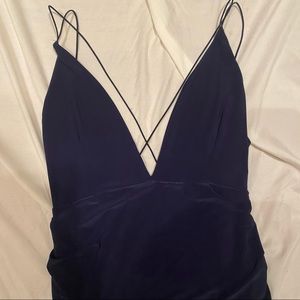 Missguided NavyBlue Slinky Ruched Dress US10/UK14